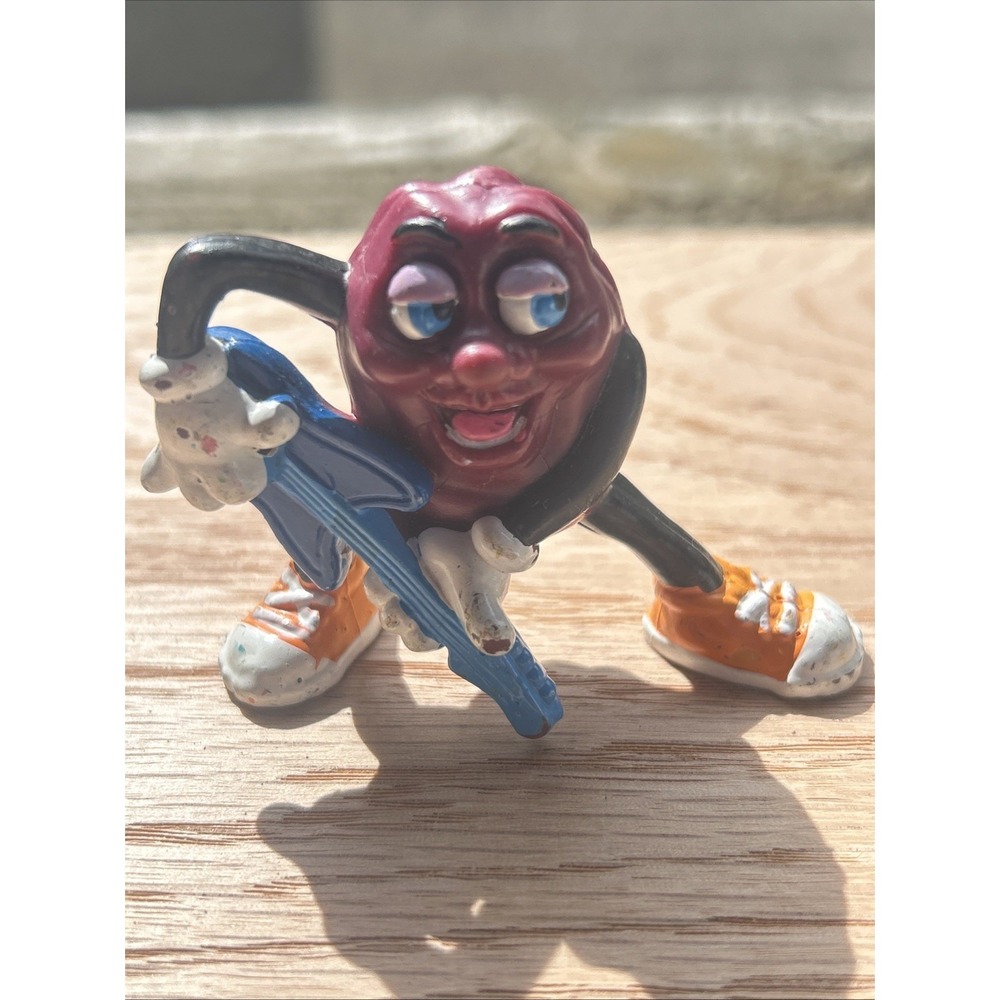 Vintage Applause PVC Figure 1988 California Raisin Playing Blue Guitar Toy